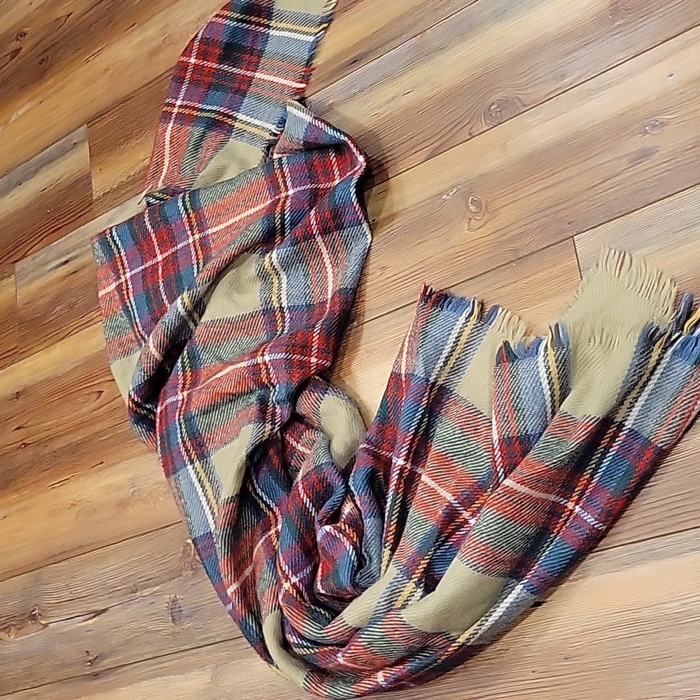 Plaid blanket scarf.